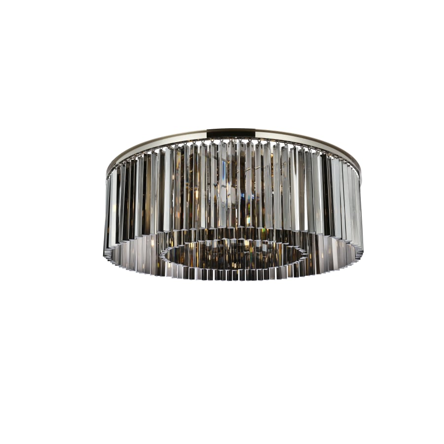 Elegant Lighting Sydney 10 Light 44" Wide Flush Mount Drum Ceiling Fixture with Silver Shade Royal Cut Crystals