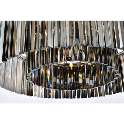 Elegant Lighting Sydney 10 Light 44" Wide Flush Mount Drum Ceiling Fixture with Silver Shade Royal Cut Crystals
