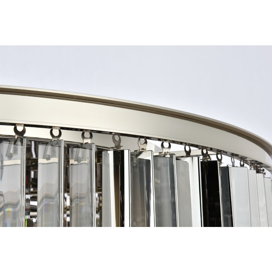 Elegant Lighting Sydney 10 Light 44" Wide Flush Mount Drum Ceiling Fixture with Silver Shade Royal Cut Crystals