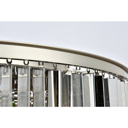Elegant Lighting Sydney 10 Light 44" Wide Flush Mount Drum Ceiling Fixture with Silver Shade Royal Cut Crystals