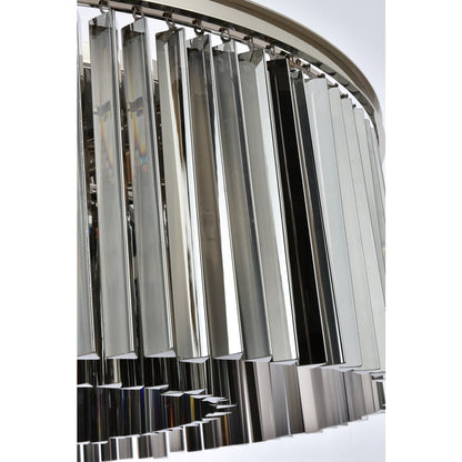 Elegant Lighting Sydney 10 Light 44" Wide Flush Mount Drum Ceiling Fixture with Silver Shade Royal Cut Crystals