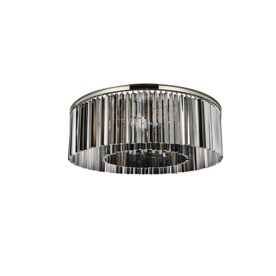 Elegant Lighting Sydney 10 Light 44" Wide Flush Mount Drum Ceiling Fixture with Silver Shade Royal Cut Crystals
