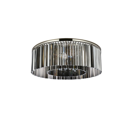 Elegant Lighting Sydney 10 Light 44" Wide Flush Mount Drum Ceiling Fixture with Silver Shade Royal Cut Crystals