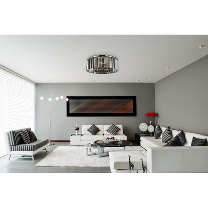 Elegant Lighting Sydney 10 Light 44" Wide Flush Mount Drum Ceiling Fixture with Silver Shade Royal Cut Crystals