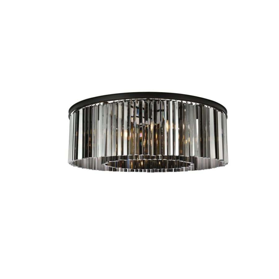 Elegant Lighting Sydney 10 Light 44" Wide Flush Mount Drum Ceiling Fixture with Silver Shade Royal Cut Crystals
