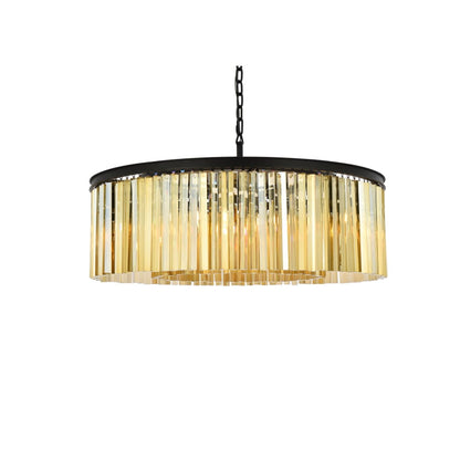 Elegant Lighting Sydney 10 Light 44" Wide Crystal Drum Chandelier with Golden Teak Royal Cut Crystals