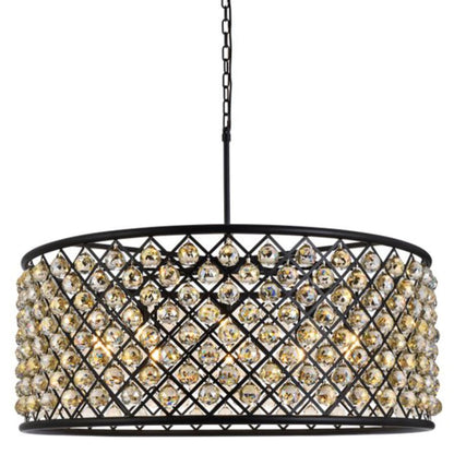 Elegant Lighting Madison 10 Light 44" Wide Crystal Drum Chandelier with Golden Teak Royal Cut Crystals
