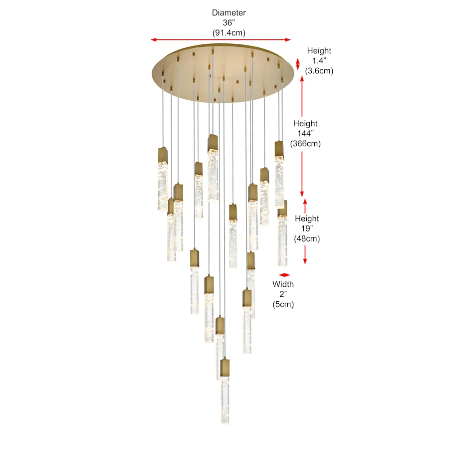 Elegant Lighting Aurora 36" Wide Crystal Chandelier