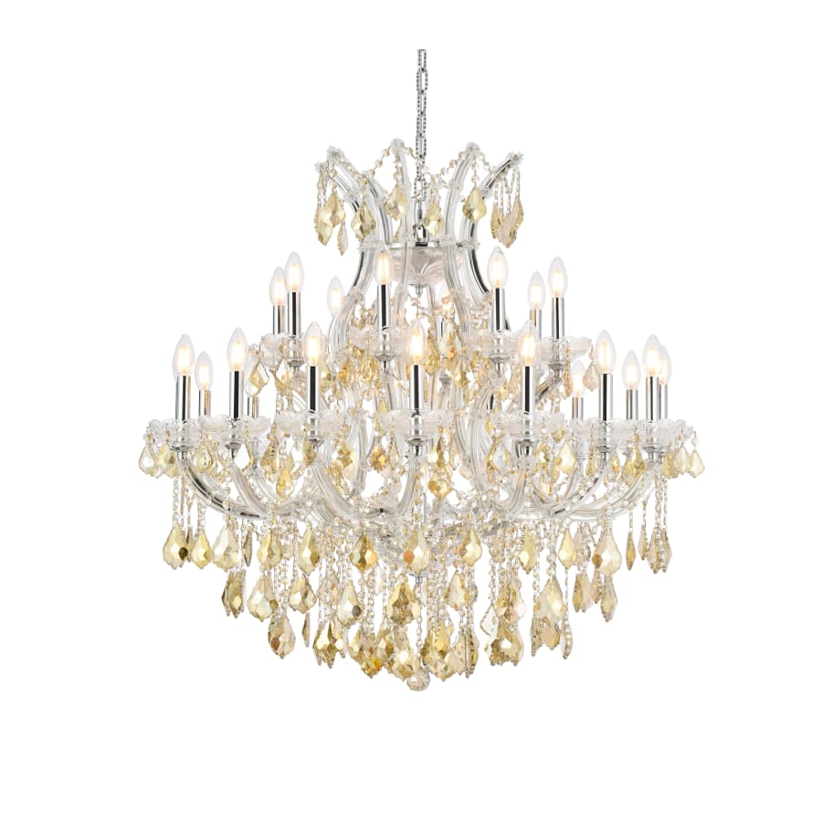 Elegant Lighting Maria Theresa 24 Light 36" Wide Crystal Chandelier with Golden Teak Royal Cut Crystals