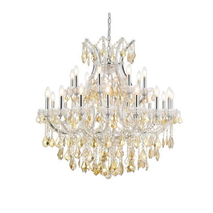Elegant Lighting Maria Theresa 24 Light 36" Wide Crystal Chandelier with Golden Teak Royal Cut Crystals