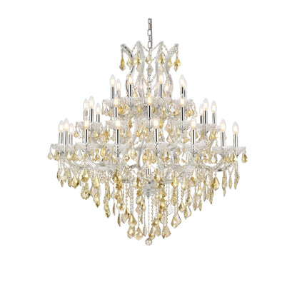 Elegant Lighting Maria Theresa 37 Light 44" Wide Crystal Chandelier with Golden Teak Royal Cut Crystals