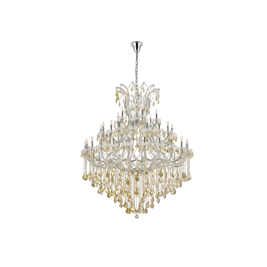 Elegant Lighting Maria Theresa 49 Light 60" Wide Crystal Chandelier with Golden Teak Royal Cut Crystals
