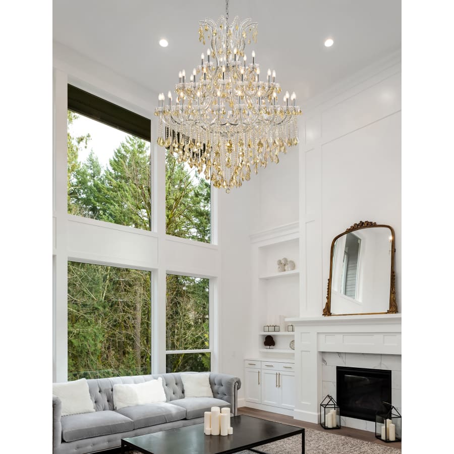 Elegant Lighting Maria Theresa 49 Light 60" Wide Crystal Chandelier with Golden Teak Royal Cut Crystals