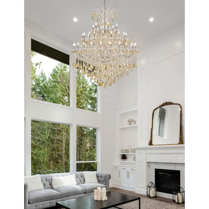 Elegant Lighting Maria Theresa 49 Light 60" Wide Crystal Chandelier with Golden Teak Royal Cut Crystals