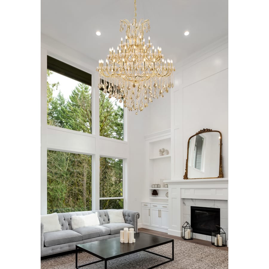 Elegant Lighting Maria Theresa 49 Light 60" Wide Crystal Chandelier with Golden Teak Royal Cut Crystals