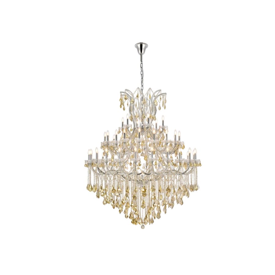 Elegant Lighting Maria Theresa 49 Light 60" Wide Crystal Chandelier with Golden Teak Royal Cut Crystals