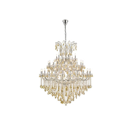 Elegant Lighting Maria Theresa 49 Light 60" Wide Crystal Chandelier with Golden Teak Royal Cut Crystals