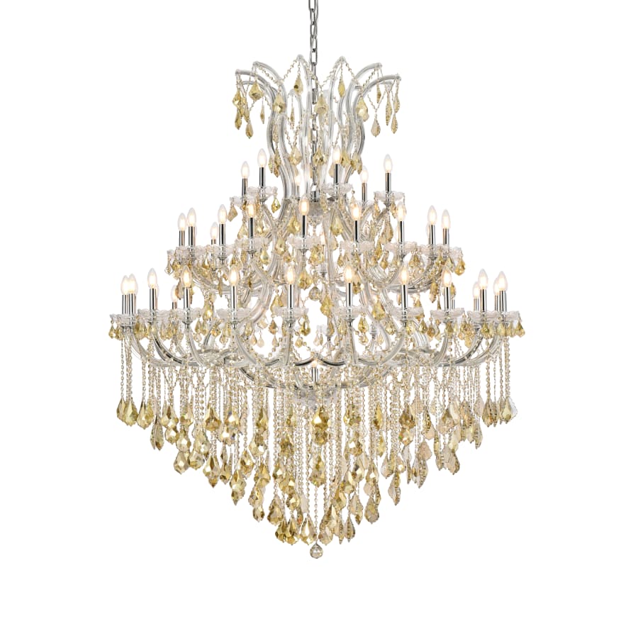 Elegant Lighting Maria Theresa 49 Light 60" Wide Crystal Chandelier with Golden Teak Royal Cut Crystals