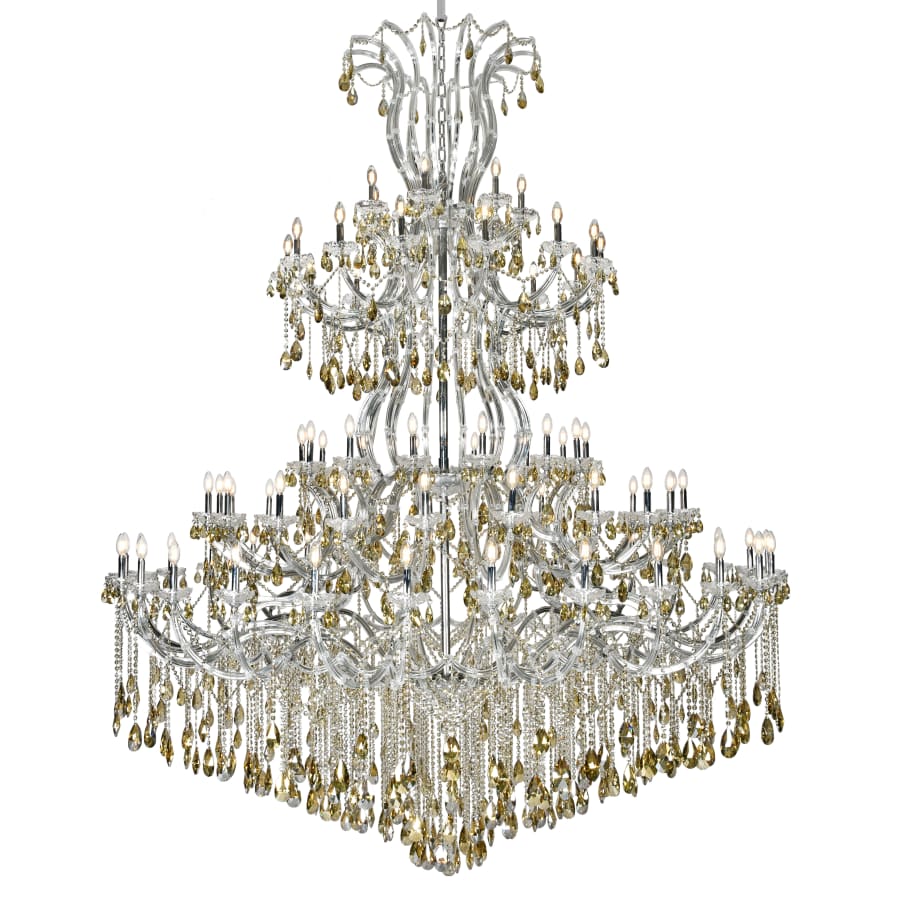 Elegant Lighting Maria Theresa 84 Light 96" Wide Crystal Chandelier with Golden Teak Royal Cut Crystals