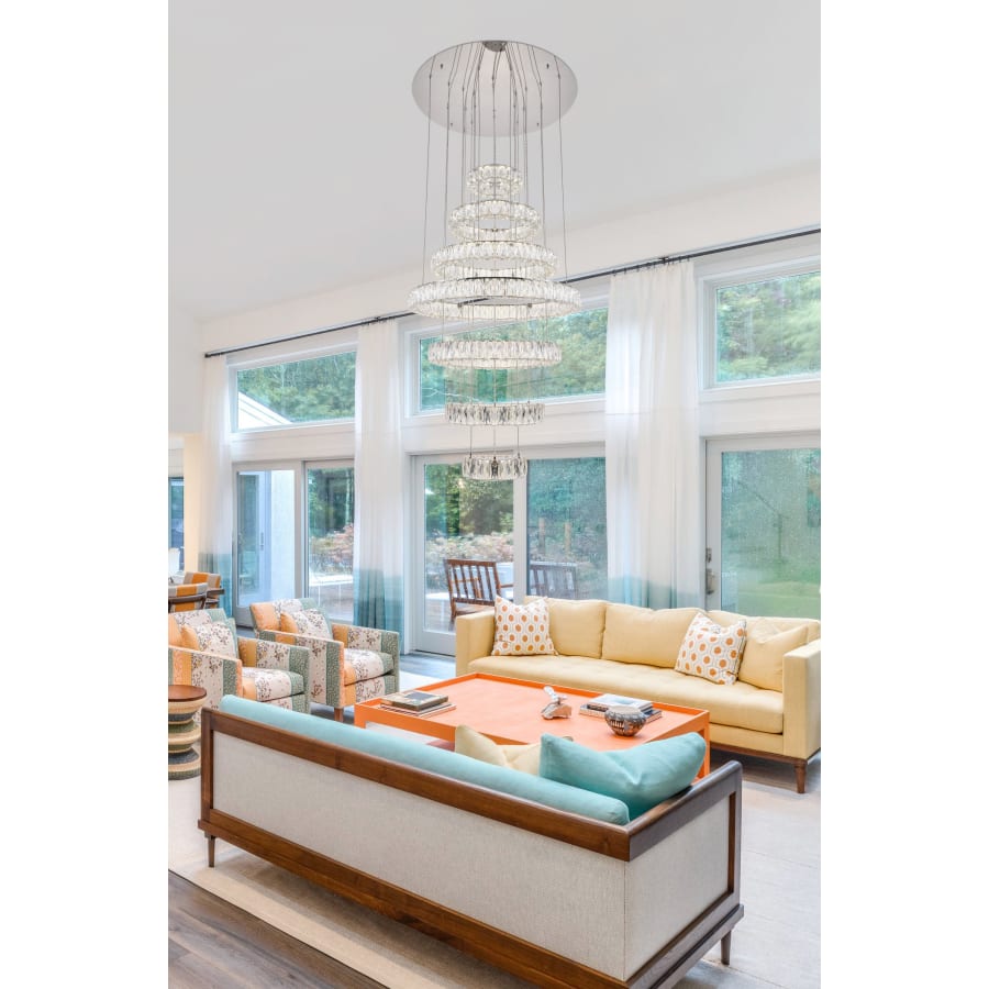 Elegant Lighting Monroe 7 Light 34" Wide LED Crystal Ring Chandelier with Clear Royal Cut Crystals