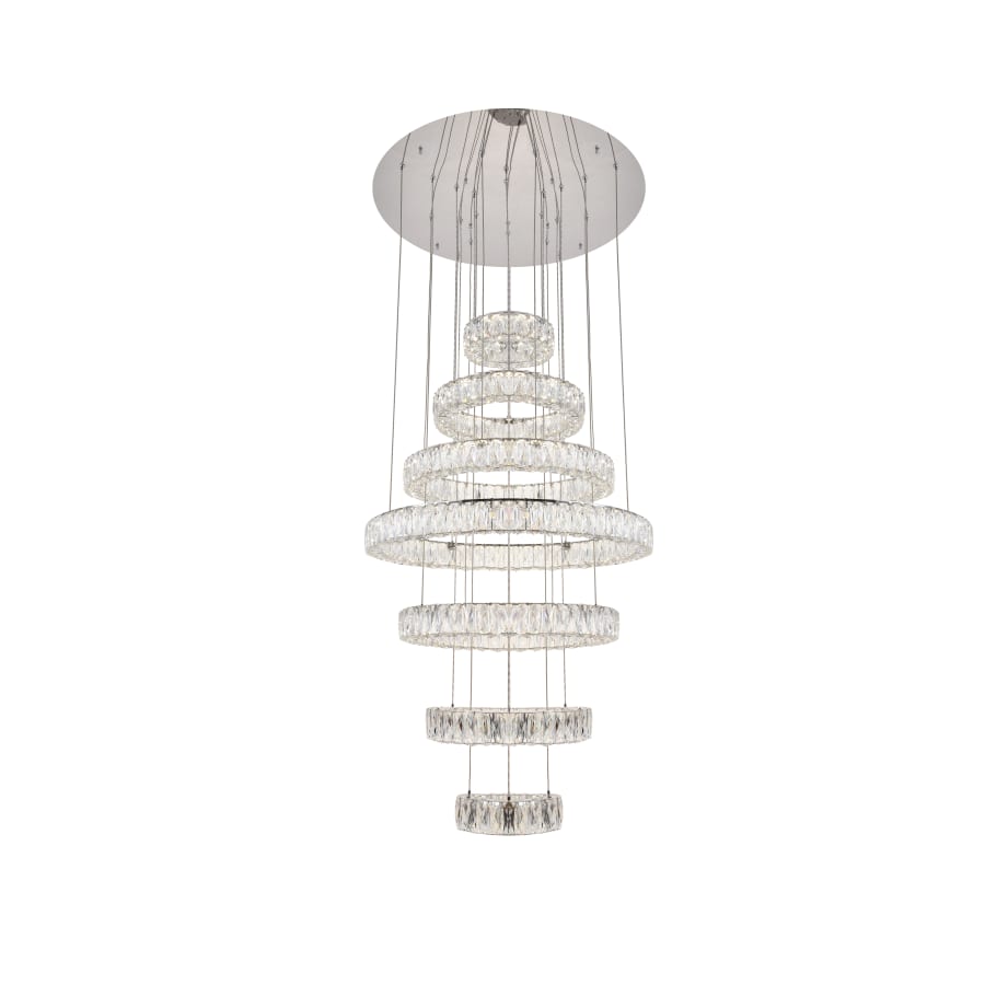 Elegant Lighting Monroe 7 Light 34" Wide LED Crystal Ring Chandelier with Clear Royal Cut Crystals