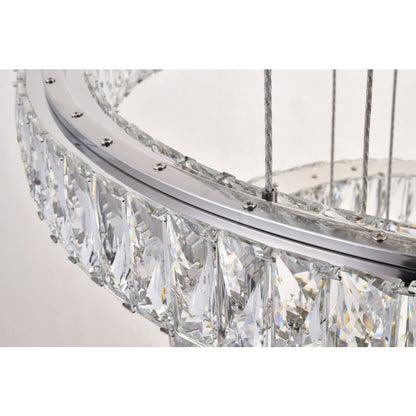 Elegant Lighting Monroe 7 Light 34" Wide LED Crystal Ring Chandelier with Clear Royal Cut Crystals