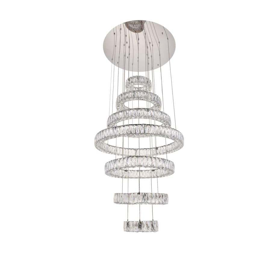 Elegant Lighting Monroe 7 Light 34" Wide LED Crystal Ring Chandelier with Clear Royal Cut Crystals