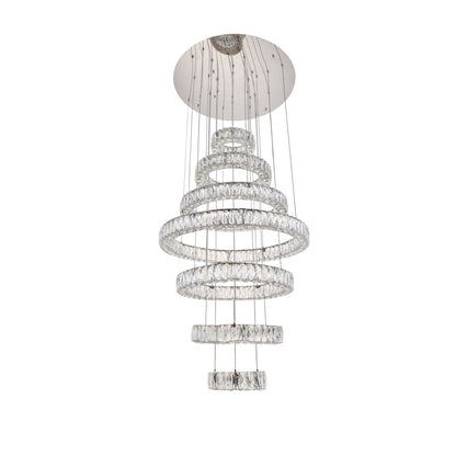 Elegant Lighting Monroe 7 Light 34" Wide LED Crystal Ring Chandelier with Clear Royal Cut Crystals