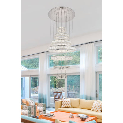 Elegant Lighting Monroe 7 Light 34" Wide LED Crystal Ring Chandelier with Clear Royal Cut Crystals