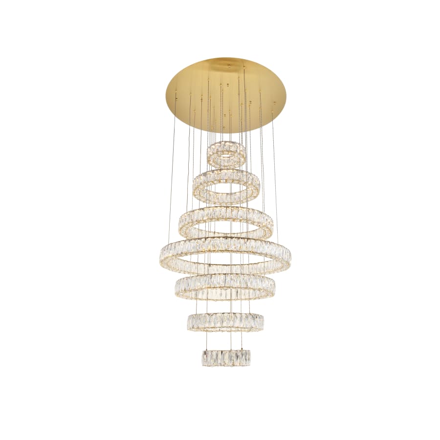 Elegant Lighting Monroe 7 Light 34" Wide LED Crystal Ring Chandelier with Clear Royal Cut Crystals