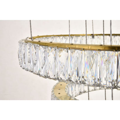 Elegant Lighting Monroe 7 Light 34" Wide LED Crystal Ring Chandelier with Clear Royal Cut Crystals