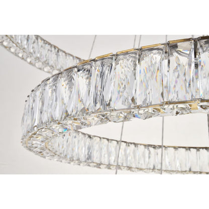 Elegant Lighting Monroe 7 Light 34" Wide LED Crystal Ring Chandelier with Clear Royal Cut Crystals