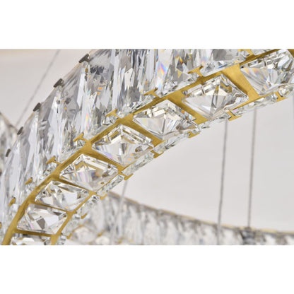 Elegant Lighting Monroe 7 Light 34" Wide LED Crystal Ring Chandelier with Clear Royal Cut Crystals