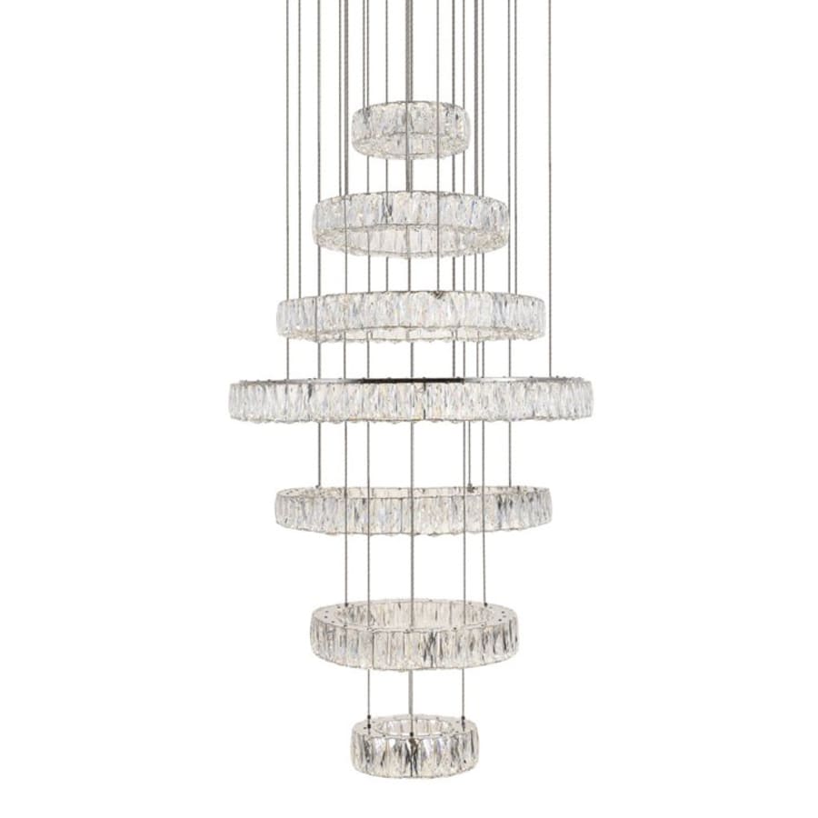 Elegant Lighting Monroe 7 Light 34" Wide LED Crystal Ring Chandelier with Clear Royal Cut Crystals
