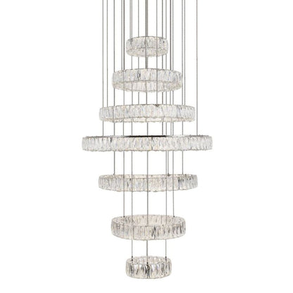 Elegant Lighting Monroe 7 Light 34" Wide LED Crystal Ring Chandelier with Clear Royal Cut Crystals