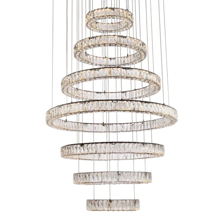 Elegant Lighting Monroe 40" Wide LED Crystal Ring Chandelier with Clear Crystal Accents