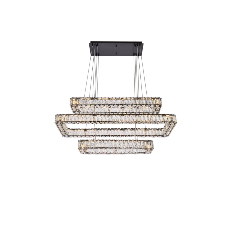 Elegant Lighting Monroe 42" Wide LED Crystal Linear Chandelier with Clear Crystal Accents