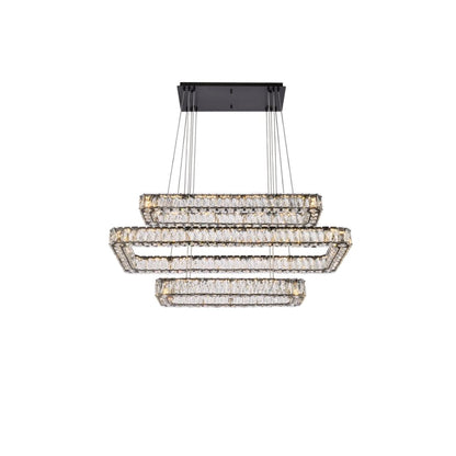 Elegant Lighting Monroe 42" Wide LED Crystal Linear Chandelier with Clear Crystal Accents
