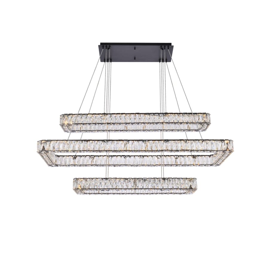Elegant Lighting Monroe 50" Wide LED Crystal Linear Chandelier with Clear Crystal Accents