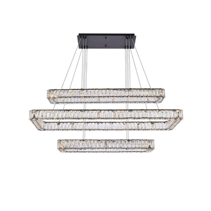 Elegant Lighting Monroe 50" Wide LED Crystal Linear Chandelier with Clear Crystal Accents