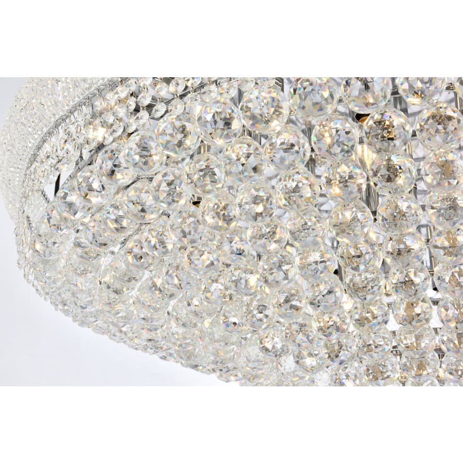 Elegant Lighting Primo 30 Light 42" Wide Flush Mount Waterfall Ceiling Fixture with Clear Royal Cut Crystals