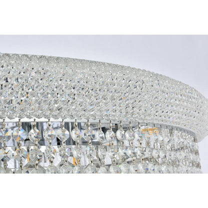 Elegant Lighting Primo 30 Light 42" Wide Flush Mount Waterfall Ceiling Fixture with Clear Royal Cut Crystals