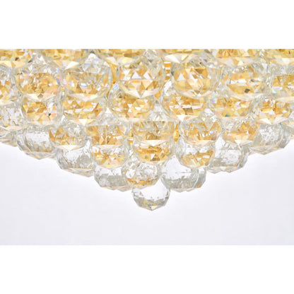 Elegant Lighting Primo 30 Light 42" Wide Flush Mount Waterfall Ceiling Fixture with Clear Royal Cut Crystals