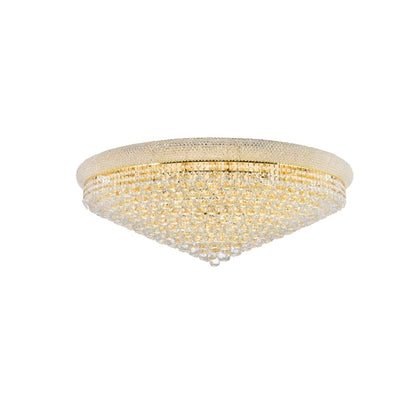 Elegant Lighting Primo 30 Light 42" Wide Flush Mount Waterfall Ceiling Fixture with Clear Royal Cut Crystals