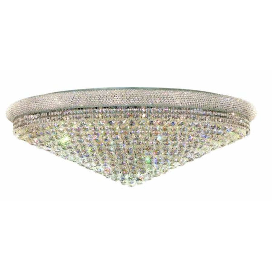 Elegant Lighting Primo 33 Light 48" Wide Flush Mount Waterfall Ceiling Fixture with Clear Royal Cut Crystals