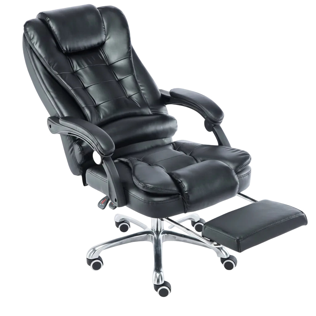 ergonomic office recliner chair shown in full front view with swivel seat