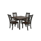 espresso and black kitchen table set arranged inside apartment dining and living area