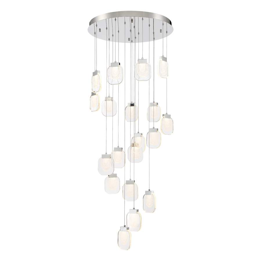 Eurofase Lighting Paget 29" Wide 3000K LED Round 19-Light Pendant with Piastra Glass Shades