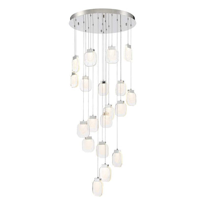 Eurofase Lighting Paget 29" Wide 3000K LED Round 19-Light Pendant with Piastra Glass Shades