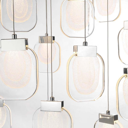 Eurofase Lighting Paget 29" Wide 3000K LED Round 19-Light Pendant with Piastra Glass Shades